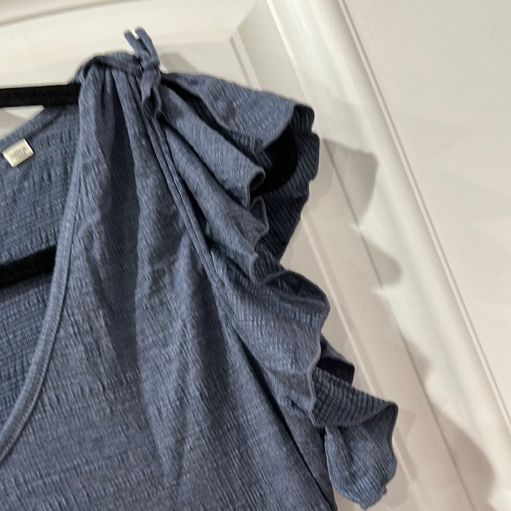 Max Studio Blue Ruffled Tiered Midi Sundress - Picture 4 of 10